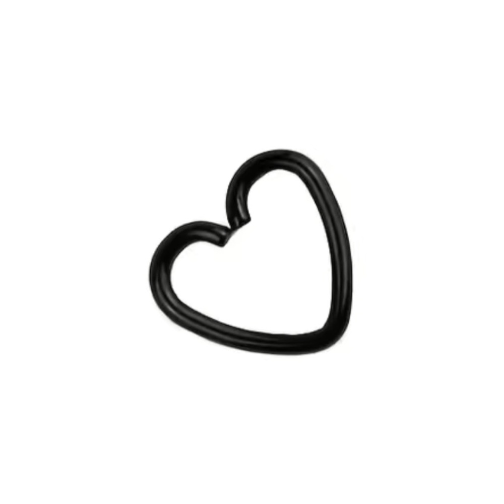 Tiny Heart Stainless Steel Fixed Hoop Black